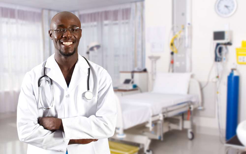 african doctor in hospital ward